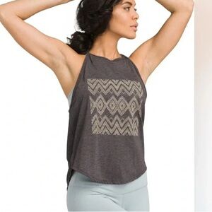 Prana Charcoal Tank Top with Geometric Design